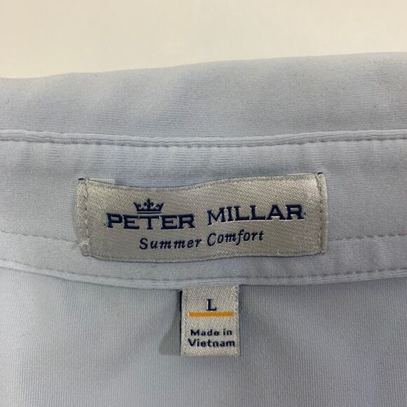 Peter Millar Polo Shirt Mens L Large Mist Blue Summer Comfort Performance Golf - Picture 4 of 13